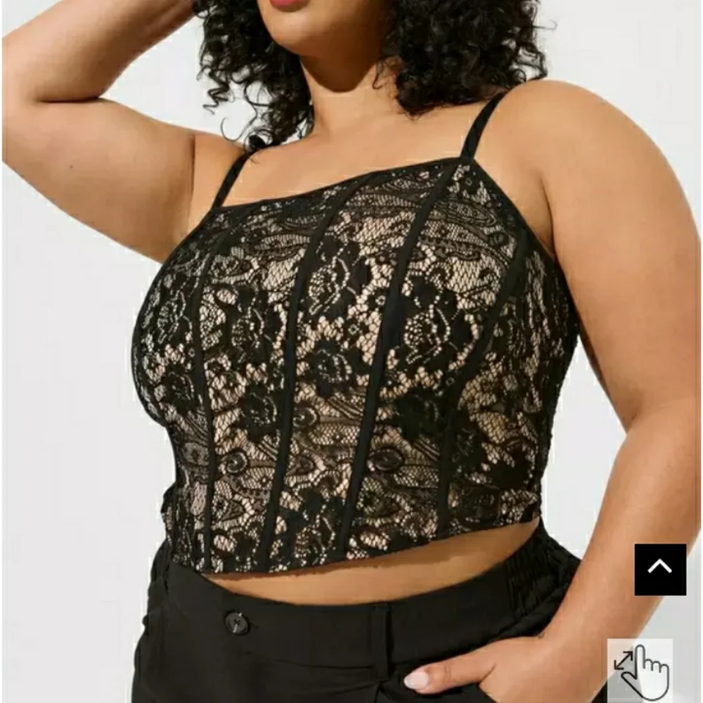1x Plus Size Black Lace Crop Corset Cropped New Top 👄sexy Date Night